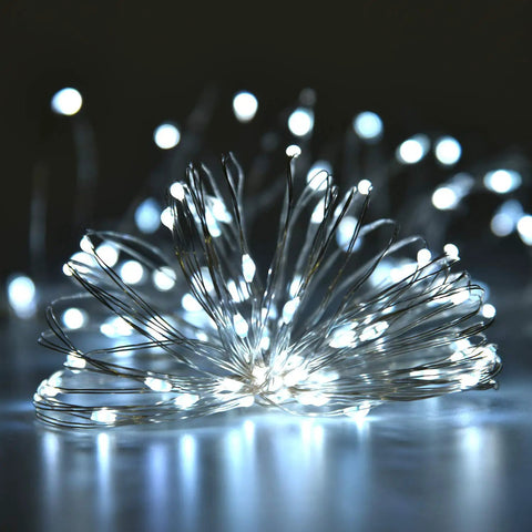 Two Pack Solar String Lights With 100 LEDs On 33 Foot Copper Wire Outdoor Fairy Lights Waterproof IP44 Eight Modes For Garden Patio Party Christmas