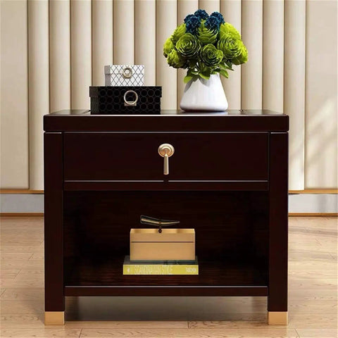 No Sweat Two Tier Nightstand Industrial End Table With Deep Drawer And Open Storage Shelf Solid Wood And Metal Frame Rustic Brown Accent Piece For Bedroom Fast Setup with decor
