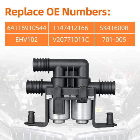 Slick Coolant Water Control Valve For BMW X5 And X6 E53 E70 F15 E71 F16 2004 To 2014 with OE numbers displayed