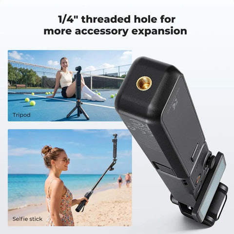 5000mAh Fast Charging Battery Handle For Osmo Pocket 3 And 4 with tripod and selfie stick setup options