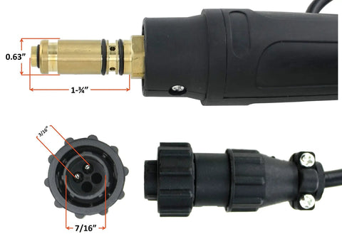 250 Amp MIG Welding Torch Gun For Lincoln Magnum 200 And 250 And Tweco No 2 12 Foot Cable Two Pin Signal Connector details