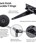 4 Pack 8 Inch T Strap Shed Door Hinges Heavy Duty With Screws For Wooden Fences Yard Gates Barn Doors And Patio Doors Black Powder Coated Rust Resistant Wrought Iron Look