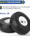 Two Pack 15x6.00-6 Rubber Lawn Mower Tire And Wheel Set With Three Quarter Inch Bearing Bore And Three Inch Centered Hub For Riding Mowers Flat Free Replacement For 15x6.00-6