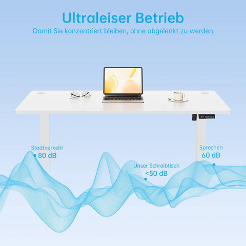 Next Level Electric Height Adjustable Desk With Memory Remote Ergonomic Sit Stand Computer Table large white top and laptop setup.