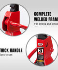 Front view of Big RED 3-ton jack stands, red, 2-pack with thick handle and welded frame