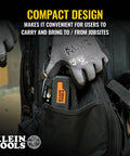 Person placing Magnetic Pocket Laser Level With 360 Degree Wall Attachment into a tool bag, showcasing compact design.