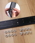 Metal bracket with screws and nuts, showing assembly, for 16 Inch Sheet Metal Bender for HVAC Ductwork and Roofing Panels Hemming Forming.