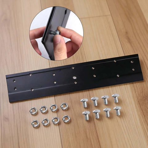 Metal bracket with screws and nuts, showing assembly, for 16 Inch Sheet Metal Bender for HVAC Ductwork and Roofing Panels Hemming Forming.