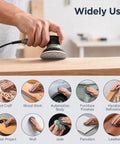Grab These 24 Inch Round Sanding Discs For Drill With Multi Grit Set From Coarse To Ultra Smooth Finish Perfect For Quick Polishing Projects On Wood Metal And Plastic Surfaces Without The Hassle, showing sanding process.