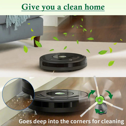 Replacement Side Brush Motor Module for Roomba E5 E6 i7 500 600 700 800 900 Series cleaning corner with leaves