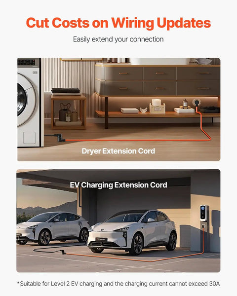 Legit Heavy Duty 25 Foot 30 Amp Dryer Extension Cord With 10 Awg Pure Copper And Nema 10 30 P To R Plugs Rated for 125 250 Volts 7500 Watts in home laundry and EV charging settings.