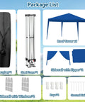 Package contents for 10x10 Auto Pop Up Canopy Tent With Weatherproof Sidewalls Instant Waterproof Sun Shade Gazebo