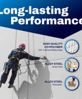 Tough As Nails 50Ft Vertical Lifeline Assembly With Auto Lock Rope Grab And Heavy Duty Safety Lanyard For Rough Job Site Fall Protection Gear Zero Issues, worker using high-quality 3-strand safety rope.
