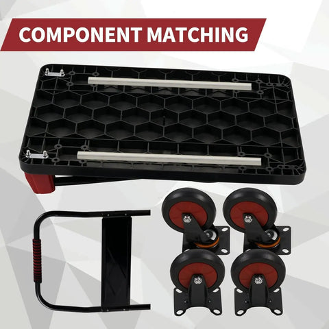 Components of Heavy Duty Platform Cart Workhorse With 1000 Lb Capacity 36 By 24 Inch including wheels and handle