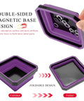 Collapsible Magnetic Parts Tray For DIYers Must Have 4.5 Inch Square Silicone Tool Tray With Dual Sided Magnetic Base Purple