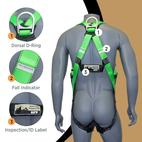 Rock Solid Full Body Fall Protection Safety Harness With Dorsal D Ring And Quick Buckle Legs In High Visibility Green For Construction Roofing Scaffolding Jobsite Gear Built For Daily Grind Osha Ansi Certified Comfort Fit