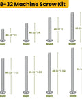 120Pcs 8-32 Phillips Pan Head Screws Set In 304 Stainless Steel Pro Grade Go-To Handy Kit showing various sizes from 1/2" to 2"