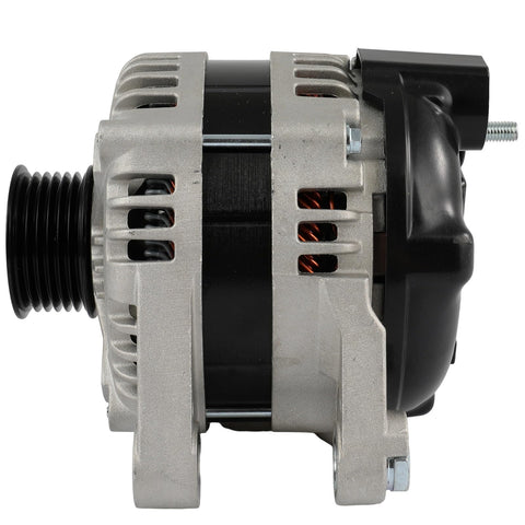 Side view of New Beefed Up 150 Amp 12V Alternator For Hyundai Santa Fe 2010 2012 And Kia Sorento 2012 2014 With 6 Grooved Pulley CW Rotation OEM Parts 8487N 8487 373003C610 8400206 Direct Fit Replacement