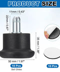 Heavy Duty Low Profile Bell Glides 10 Pack Office Chair Replacement Feet 50mm diameter with black nylon metal build.