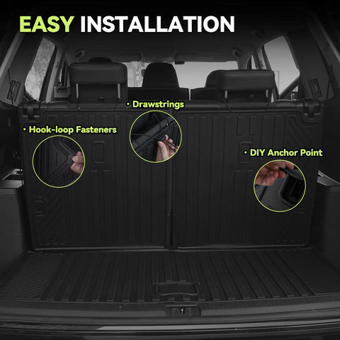 All Weather TPE Floor Mats For 2021 To 2026 Chevy Tahoe And GMC Yukon 8-Seat Models With Bench Seats, features easy installation.