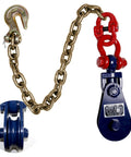 Beefed Up Heavy Duty 4 Ton Snatch Block With Chain For Tow Trucks And Recovery, 4.5 Inch Sheave For One Half Inch Wire Rope, Swivel Shackle, Snatch Block Pulley For Towing And Car Carrier Applications showing chain, hook, and pulley