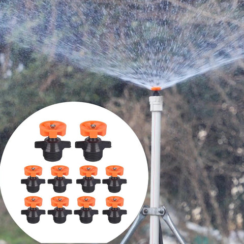10 Pack 1/2 Inch Adjustable Sprinkler Heads For Garden Lawn Farm Irrigation 40 To 360 Degree Part Circle Arc in use outdoors
