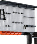 Pegboard Wall Organizer System For Garage And Workshop No Brainer 4 Ft Kit With Hooks Bins Overhead Shelves Wall Mounted Storage Durable Rust Resistant Powder Coated Panels Easy Tool Organization