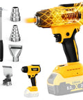Cordless 20V Heat Gun With 350W Power, LED Light, 4 Nozzles and Scraper, ideal for crafts and shrink wrap