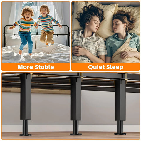 Heavy Duty Adjustable Bed Support Legs Stop Wobbly Frames Dead In Their Tracks And Silence Nasty Creaks On Queen Or King Beds visible under bed.