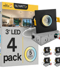 3 Inch LED Gimbal Recessed Lights Black Square Finish With 5CCT 2700K To 5000K 8W 600 Lumens IC Rated Wet Rated Dimmable