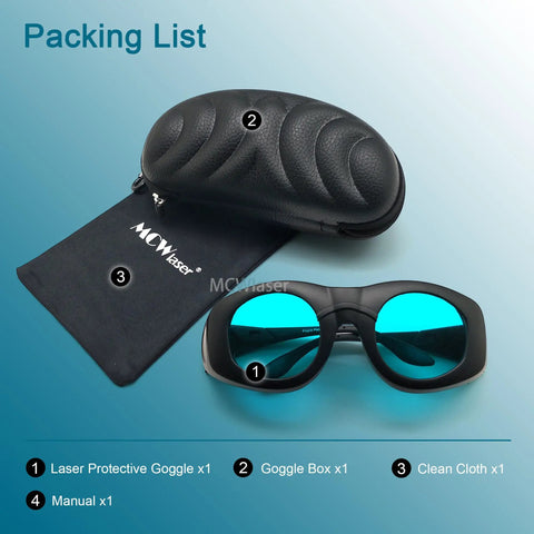 Kickass Laser Safety Glasses Deliver Straight Up OD7 Shielding For YAG And Module Infrared Beams Within The 680 To 1100NM Range Plus Cold Light Eye Protection with protective case and cleaning cloth.