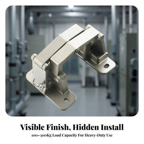 Badass Heavy Duty Conceal Hinge With Elongated Mounting Holes Precision Cast Cabinet Door Hardware Smooth Operator Silently Glides Built Tough Rig For Builders Style D shown with visible finish and hidden install.