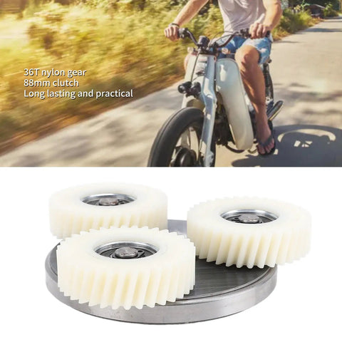 36T Nylon Gear Clutch Kit For Planetary Electric Motors With 3 Gear Set, Bearings Included And 88mm Clutch displayed on road