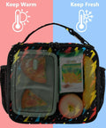Colorful Lightning Bolt Insulated Lunch Bag For Kids And Adults With Shoulder Straps, Portable Cooler For School Office Travel And On The Go Meal Prep, front view
