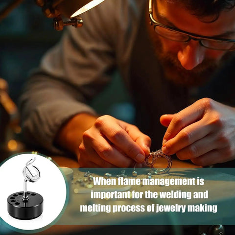 Jeweler using Heavy Duty Acetylene Jewelry Torch Stand With Magnetic Base Pro Grade Non Slip Welding Torch Holder