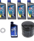 Oil Change Kit For DF25 DF30 DF25VTwin 25A 30A Outboard Motors Including 4 Quarts ECSTAR V7000 Oil, 1 Quart Hypoid Gear Oil 80W-90, Filter 16510-87J00, And Drain Plug Gasket displayed in bottles and components.