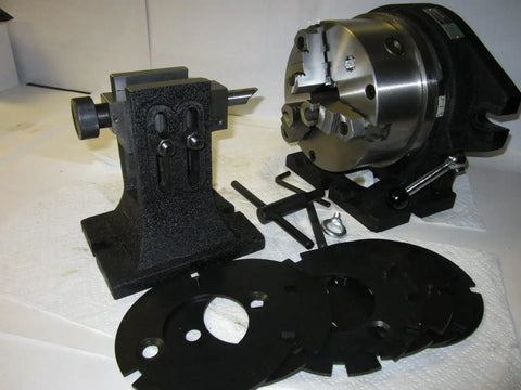 Heavy Duty Eight Inch Super Spacer With Six Precision Masking Plates And Rock Solid Tailstock with adjustable chuck components.