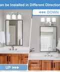 Three Bulb Over Mirror Bathroom Vanity Light In Brushed Nickel Finish Rustproof Wall Sconce Perfect For Wet Locations shown in two installation directions over a modern sink.