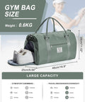 Travel Duffel With Shoes Compartment And Wet Pocket For Women And Men Airport Friendly Carry On Gym Bag with measurements