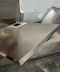 Heavy-Duty Stainless Steel Fume Extraction Arm With Square Hood, 4-Inch Flexible Smoke Collector For Welding And Shop Dust Cleanup, angle view of stainless steel square hood