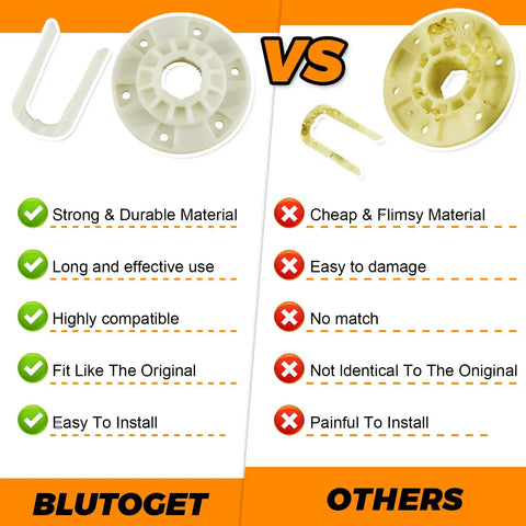 Comparison of Washer Basket Driven Hub Kit W10528947 W10396887 with strong durable material versus flimsy alternative
