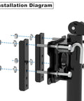 Installation diagram of Hella Tough Heavy Duty Swivel Trailer Jack Stand With Bolt On Mount, showing components and assembly parts.