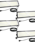 Four Pack Linkable LED Shop Lights With Built In Outlet 100W 15000LM Aluminum Garage Lighting 9.84 Feet Power Cord On Off Switch 6000K