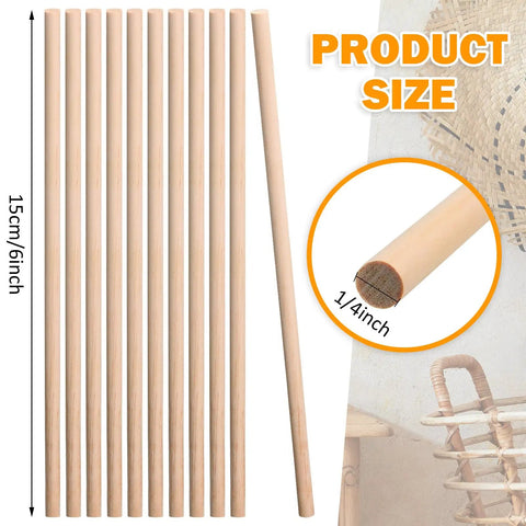Premium Unfinished Wooden Dowel Rods Top Notch For Knocking Out Weekend Diy Crafts And Home Decor Upgrades Along With Party Displays Featuring Smooth Quarter Inch By Six In Sticks, 15cm length, 6mm diameter.