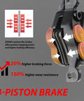 4 Piston Hydraulic Disc Brake Set For E Bikes With Right Lever Rear Calipers PM IS Adapter Power Off Sensor And Smooth Modulation