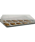 Clear 13 By 18 Inch Sheet Pan Cover Reusable Dishwasher Safe Fits Most Full Or Half Size Aluminum Pans Protects Food During Transport Or Storage No More Foil Snaps On Easy And Keeps Food Fresh covering cookies on pan