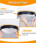 Instructions for removing Dimmable Wood LED Flush Mount Ceiling Light With Five CCTs 2700K To 6000K Modern Round Close To Ceiling