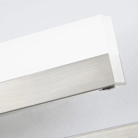 Close-up of 24 Inch Vanity Light Bar in Brushed Nickel Over Mirror LED Modern Bath Lighting Dimmable Fixture mounting detail.