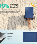 Camping Chair With Canopy Shade For Outdoor Adventures on beach, showing UV protection canopy covering person on sand.