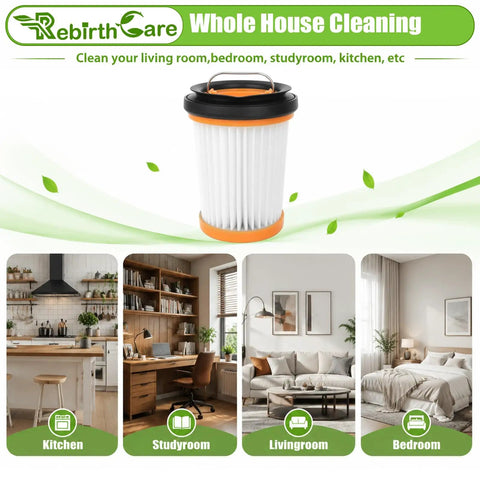 6 Pack WV201 Filter Replacement For Wandvac Ion W1 S87 depicted with clean household rooms
